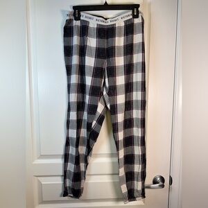 Victoria's Secret Plaid Black White Checkers Glittery Pajama Pants Small #2066